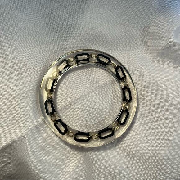 Vintage Lucite & Chain Bangle Bracelet - Picture 3 of 3